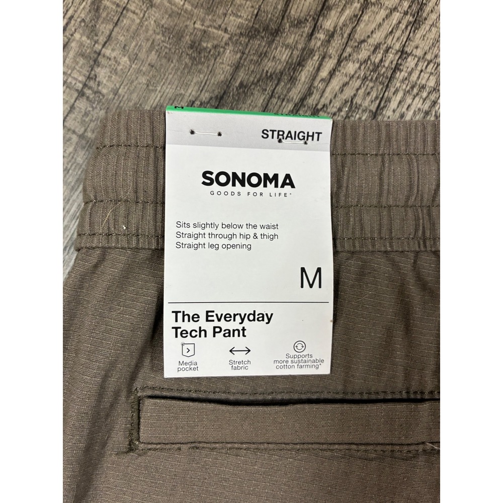 Sonoma Goods For Life The Everyday Tech Pant Size M Straight Leg Olive Brown - Picture 3 of 9